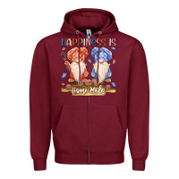 Burgundy happiness is homemade Zipper Hoodie - MaliasSmallBusiness