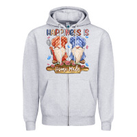 Heather Grey happiness is homemade Zipper Hoodie - MaliasSmallBusiness