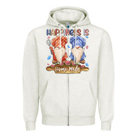 Oatmeal Heather happiness is homemade Zipper Hoodie - MaliasSmallBusiness
