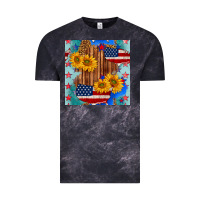 Cloud Black usa map with sunflowers and leopard seamless pattern Vintage Tee - BundleAndBundleShop