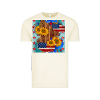 Vintage Arctic usa map with sunflowers and leopard seamless pattern Vintage Tee - BundleAndBundleShop