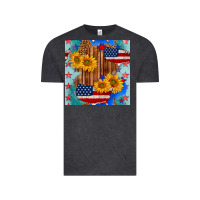 Usa Map With Sunflowers And Leopard Seamless Pattern Vintage Tee | Teevron