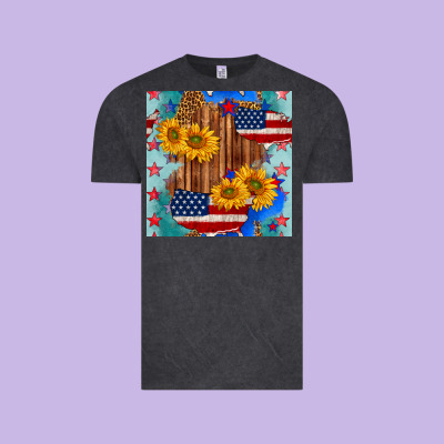 Usa Map With Sunflowers And Leopard Seamless Pattern Vintage Tee Designed By Bundleandbundleshop