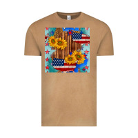 Vintage Camel usa map with sunflowers and leopard seamless pattern Vintage Tee - BundleAndBundleShop
