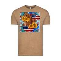 Vintage Coffee usa map with sunflowers and leopard seamless pattern Vintage Tee - BundleAndBundleShop