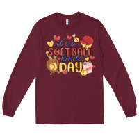 Burgundy it's a softball kinda day Long Sleeve Tee - MaliasSmallBusiness
