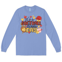 Colony Blue it's a softball kinda day Long Sleeve Tee - MaliasSmallBusiness