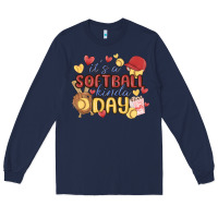 Navy it's a softball kinda day Long Sleeve Tee - MaliasSmallBusiness