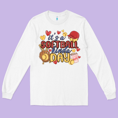 It's A Softball Kinda Day Long Sleeve Tee Designed By Maliassmallbusiness