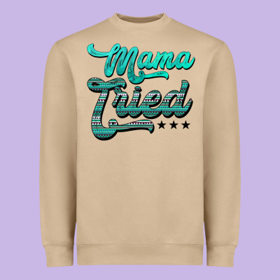 Mama Tried Aztec Turquoise Heavyweight Sweatshirt Designed By Adodesignshop