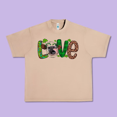Western St. Patrick's Day Love Cow Urban Heavy Tee Designed By Artiststas