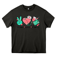 Asphalt peace love nurse Heavy Core Tee - texasbilliewilder