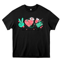 Black peace love nurse Heavy Core Tee - texasbilliewilder