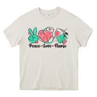 Cream peace love nurse Heavy Core Tee - texasbilliewilder