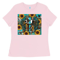 Bubblegum Pink western hope sunflower's Ladies Tee - RanaPortraitStore