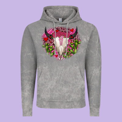 Bull Skull Cactus Valentines Vintage Hoodie Designed By Jahusdesignshop
