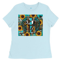Baby Blue western hope sunflower's Ladies Tee - RanaPortraitStore