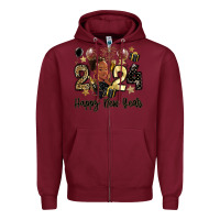 Burgundy 2024 happy new year black woman Zipper Hoodie - MaliasSmallBusiness