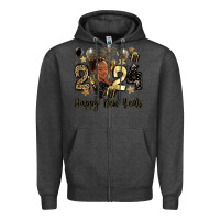 Charcoal Heather 2024 happy new year black woman Zipper Hoodie - MaliasSmallBusiness