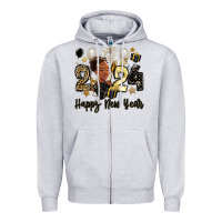 Heather Grey 2024 happy new year black woman Zipper Hoodie - MaliasSmallBusiness