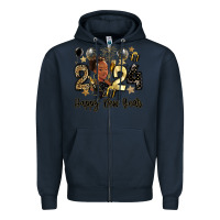 Navy 2024 happy new year black woman Zipper Hoodie - MaliasSmallBusiness