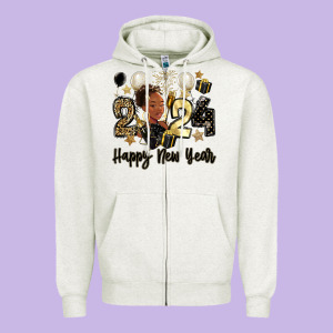 2024 Happy New Year Black Woman Zipper Hoodie Designed By Maliassmallbusiness