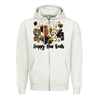 Oatmeal Heather 2024 happy new year black woman Zipper Hoodie - MaliasSmallBusiness