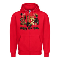 Red 2024 happy new year black woman Zipper Hoodie - MaliasSmallBusiness