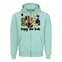 Seafoam 2024 happy new year black woman Zipper Hoodie - MaliasSmallBusiness