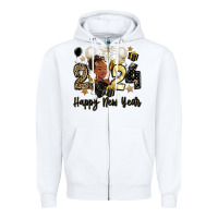 White 2024 happy new year black woman Zipper Hoodie - MaliasSmallBusiness