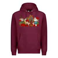 Burgundy Lady of Guadalupe Coffee Cups Premium Hoodie - texasbilliewilder
