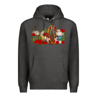 Charcoal Heather Lady of Guadalupe Coffee Cups Premium Hoodie - texasbilliewilder