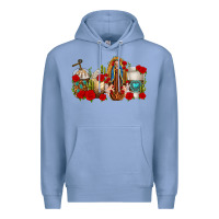 Colony Blue Lady of Guadalupe Coffee Cups Premium Hoodie - texasbilliewilder