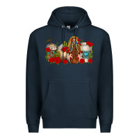 Navy Lady of Guadalupe Coffee Cups Premium Hoodie - texasbilliewilder