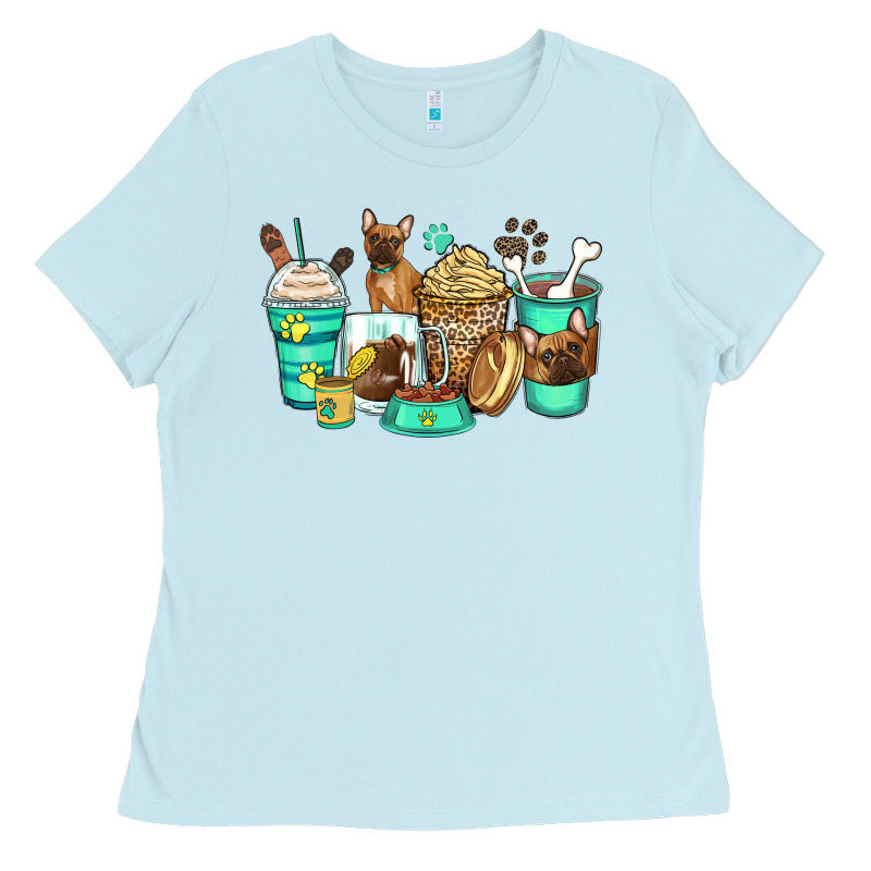 French Bulldog Coffee Cups Ladies Tee by Zillion Design Studio | Teevron