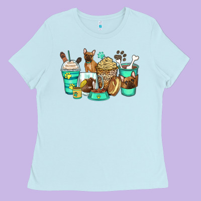 French Bulldog Coffee Cups Ladies Tee Designed By Zillion Design Studio