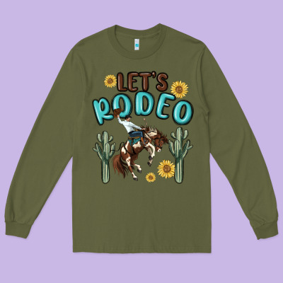 Let's Rodeo Long Sleeve Tee Designed By Maliassmallbusiness
