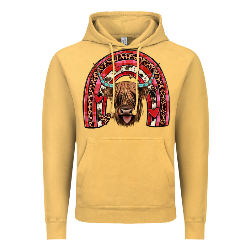 Valentines Highland Cow Rainbow Vintage Hoodie by JahusDesignShop | Teevron