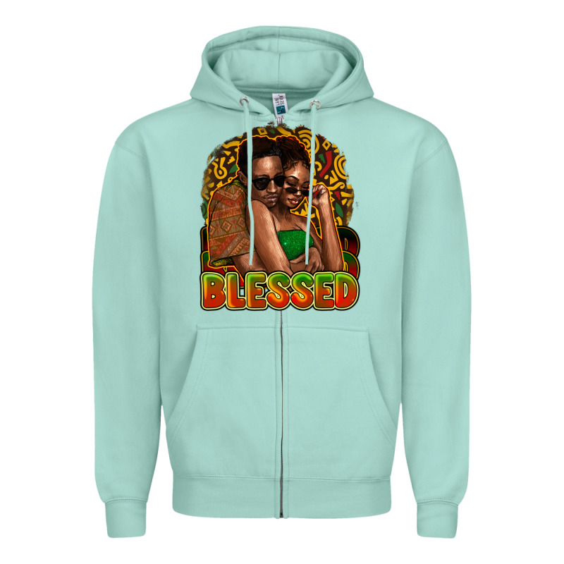 Black Couple Blessed Zipper Hoodie by NancyCooperArtShop | Teevron