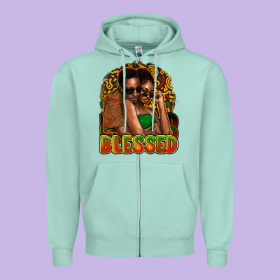 Black Couple Blessed Zipper Hoodie Designed By Nancycooperartshop