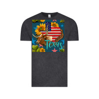 Vintage Black 4th of july texas map with cow seamless pattern Vintage Tee - BundleAndBundleShop