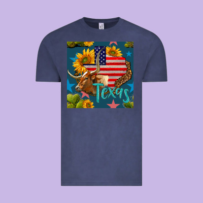 4th Of July Texas Map With Cow Seamless Pattern Vintage Tee Designed By Bundleandbundleshop
