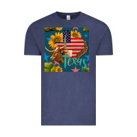 Vintage Denim 4th of july texas map with cow seamless pattern Vintage Tee - BundleAndBundleShop