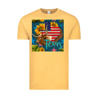 Vintage Mustard 4th of july texas map with cow seamless pattern Vintage Tee - BundleAndBundleShop