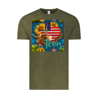 Vintage Olive 4th of july texas map with cow seamless pattern Vintage Tee - BundleAndBundleShop