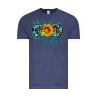Vintage Denim with god all things are possible sunflower Vintage Tee - AdoDesignShop