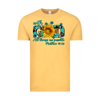 Vintage Mustard with god all things are possible sunflower Vintage Tee - AdoDesignShop