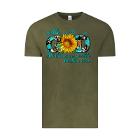 Vintage Olive with god all things are possible sunflower Vintage Tee - AdoDesignShop
