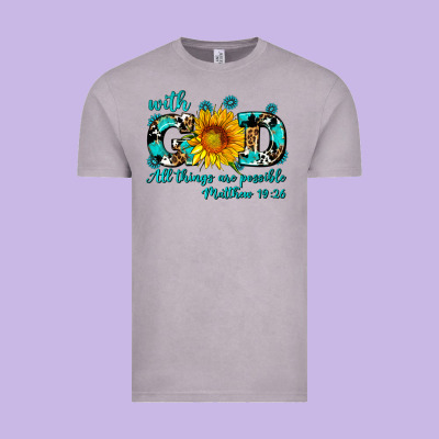 With God All Things Are Possible Sunflower Vintage Tee Designed By Adodesignshop