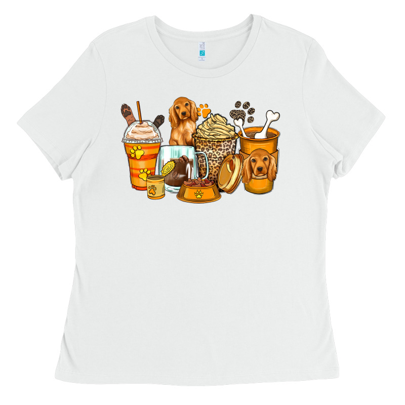 Cocker Spaniel Coffee Cups Ladies Tee by Zillion Design Studio | Teevron